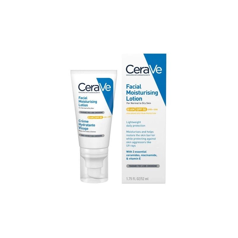 CeraVe SPF50 drėkinamasis veido losjonas 52 ml