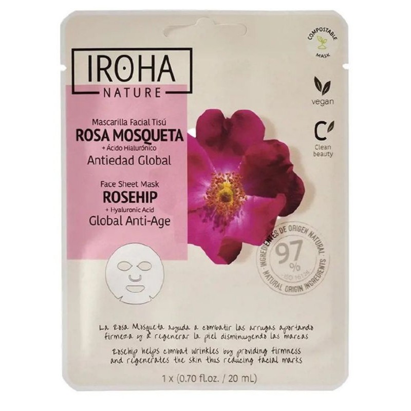 Stangrinamoji veido kaukė Iroha Anti-Age Rosehip