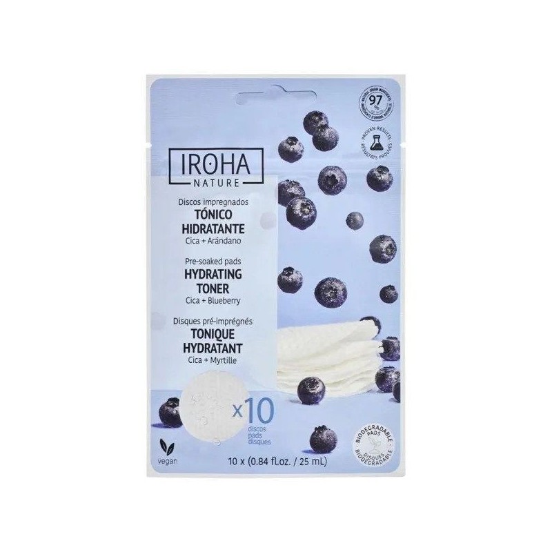 Veidą drėkinantys padeliai Iroha Nature Blueberry 10 vnt.