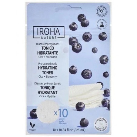 Veidą drėkinantys padeliai Iroha Nature Blueberry 10 vnt.